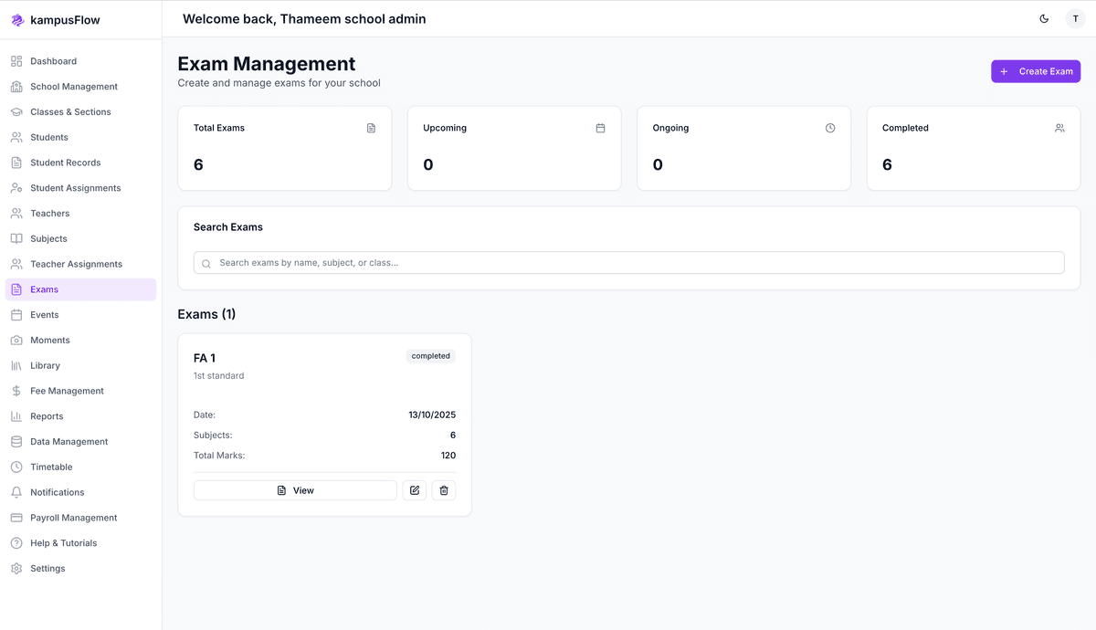 Exam Management - KampusFlow Feature